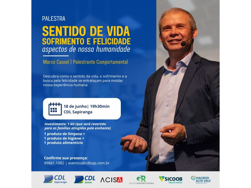 Sapiranga receberá palestra sobre felicidade e resiliência